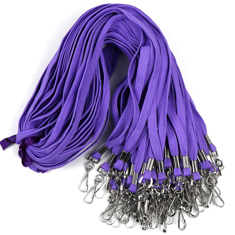 Beebel Lanyard 50PCS Lanyards with Swivel Hook clips for ID Name Badge Holder (Purple) - Image 1